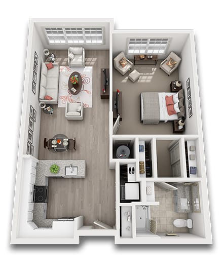 Architectural floor plan of a living unit