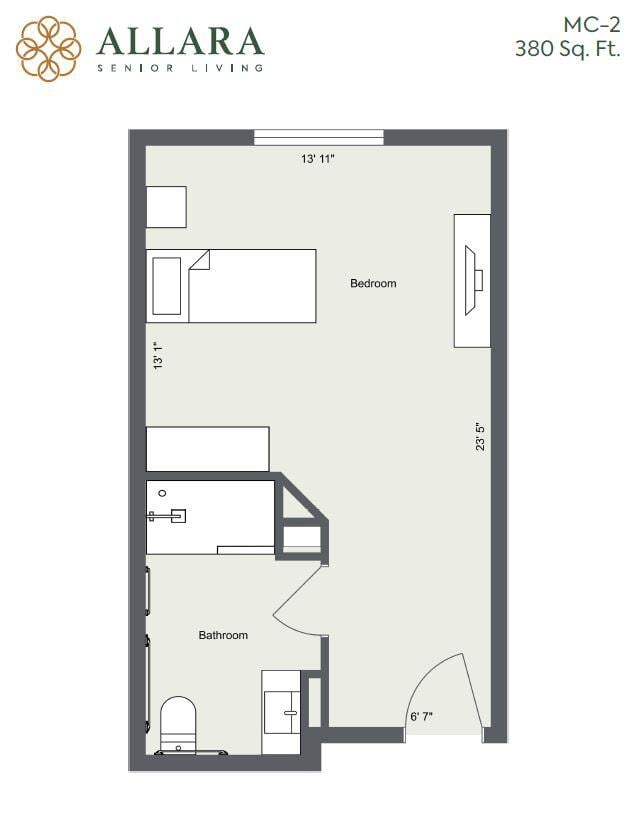 Memory Care Studio 1 (319 sq. ft.)