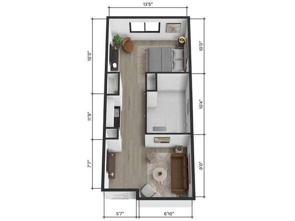 Architectural floor plan of a resident unit