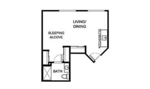 Asher Point Independent Living of Arlington, independent living in Arlington, TX — Floor plan of an independent living apartment