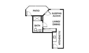 Asher Point Independent Living of Arlington, independent living in Arlington, TX — Floor plan of an independent living apartment layout