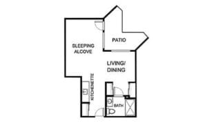 Asher Point Independent Living of Arlington, independent living in Arlington, TX — Floor plan of a senior living apartment unit