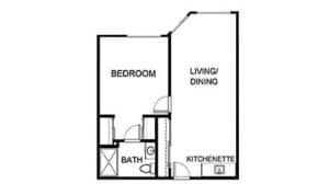 Asher Point Independent Living of Arlington, independent living in Arlington, TX — Floor plan of a senior living apartment unit