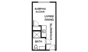 Asher Point Independent Living of Mobile, independent living in Mobile, AL — Floor plan of a senior living unit