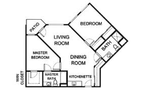 Architectural floor plan of a residential unit