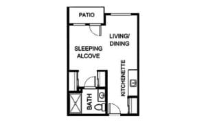 Architectural floor plan of a unit layout