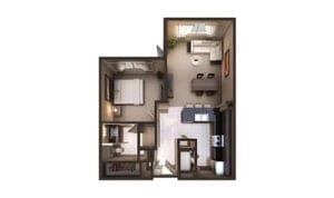 Ansel Park, assisted living in Rocklin, CA — Floor plan of a one-bedroom apartment layout