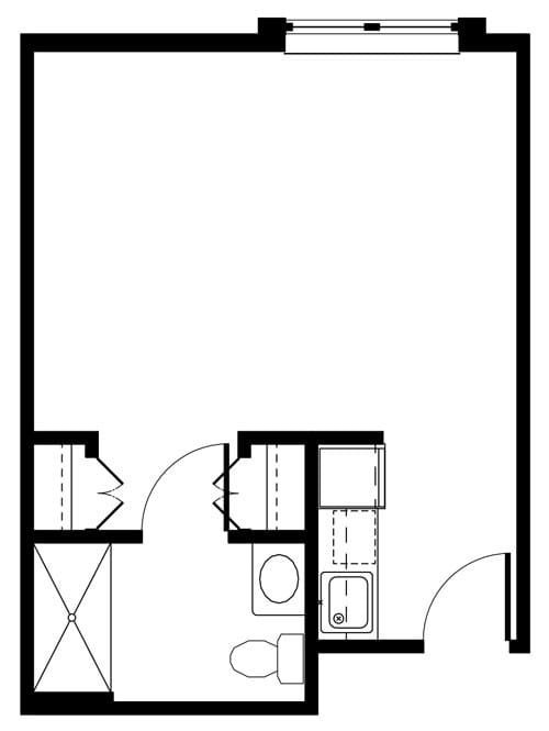 Architectural floor plan of a resident room