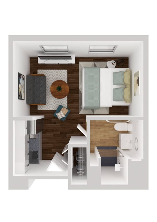 Brandywine Howell, assisted living in Howell Township, NJ — Floor plan of a one-bedroom apartment layout