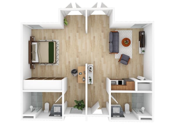 Brandywine Fenwick Island, assisted living in Selbyville, DE — Floor plan of a two-bedroom senior living apartment