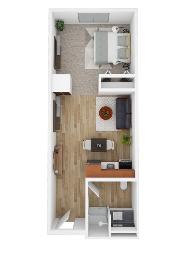 Brandywine Mahwah, assisted living in Mahwah, NJ — Floor plan of a one-bedroom senior living apartment