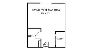 Bailey Pointe Assisted Living at Plattsmouth, assisted living in Plattsmouth, NE — Floor plan of a living and sleeping area