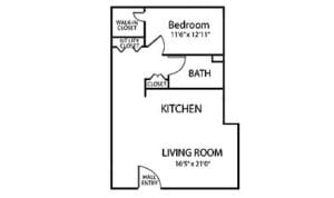 Bailey Pointe Assisted Living at Plattsmouth, assisted living in Plattsmouth, NE — Floor plan of a senior living apartment unit