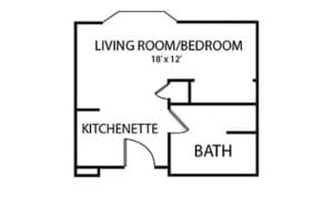 Architectural floor plan of a resident unit