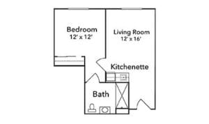 Brayden Park, assisted living in San Angelo, TX — Floor plan of a senior living apartment layout