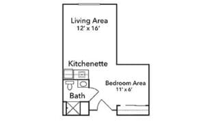 Brayden Park, assisted living in San Angelo, TX — Floor plan of a senior living unit