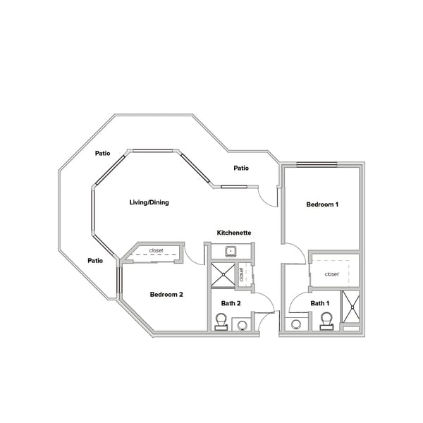 Walden Place Senior Living, independent living in Iowa City, IA — Floor plan of a senior living apartment layout