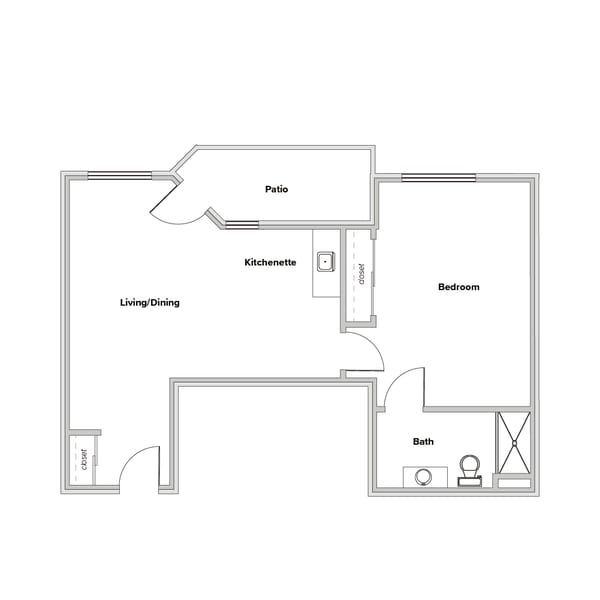 Walden Place Senior Living, independent living in Iowa City, IA — Floor plan of a senior living apartment layout