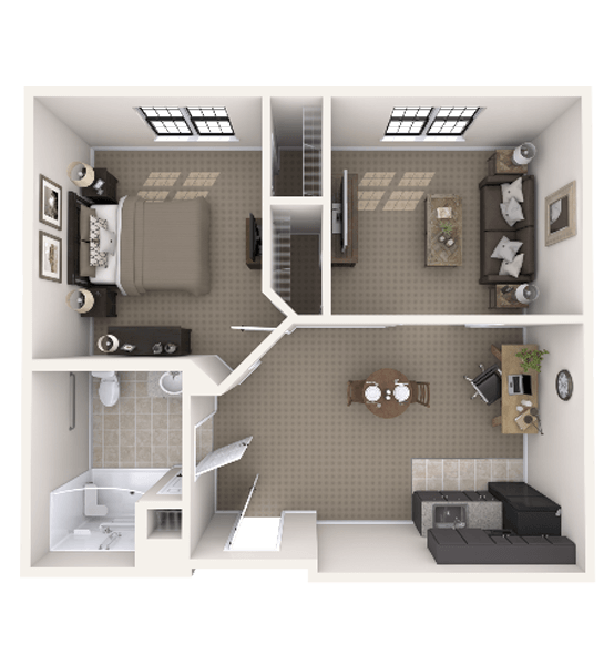 Floor plan of a two-bedroom apartment layout