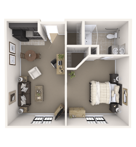 Architectural floor plan of a living unit