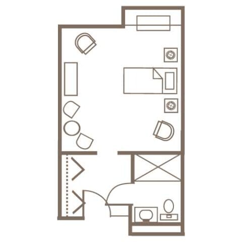 Architectural floor plan of a resident room