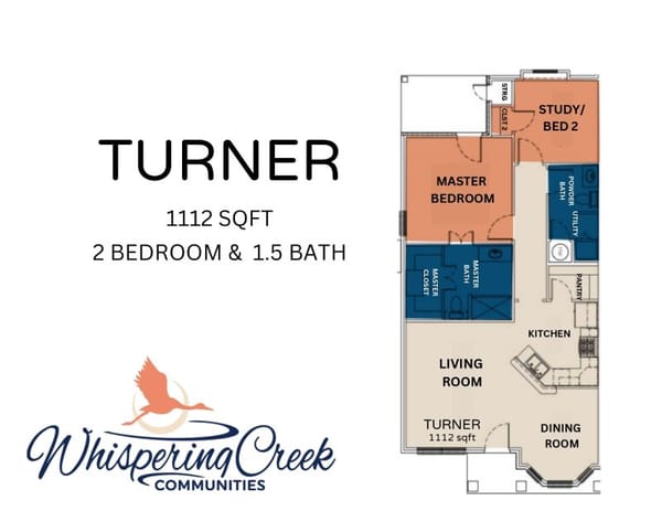Floor plan of a 2-bedroom unit at Whispering Creek