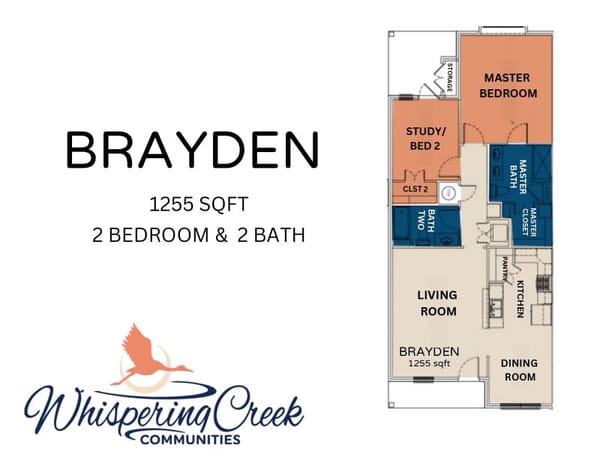 Floor plan for Brayden unit at Whispering Creek
