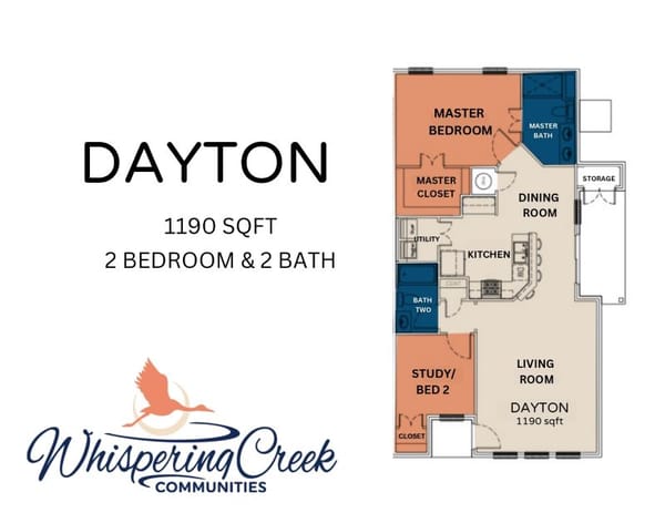 Floor plan of the Dayton unit at Whispering Creek