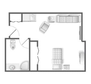 West Bloomfield studio floor plan