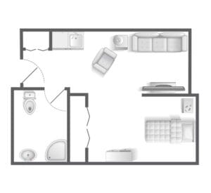 1-bedroom floor plan