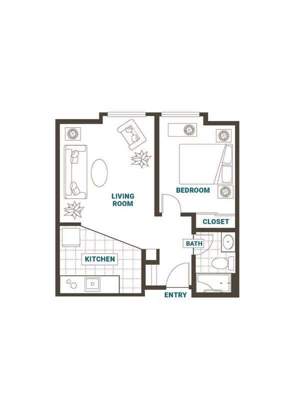 Architectural floor plan of a living unit