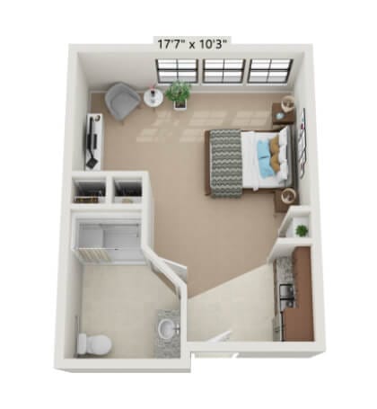 Floor plan of a resident room layout