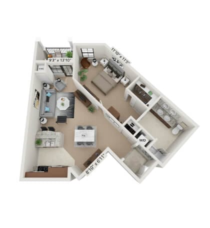 Architectural floor plan of a residential unit