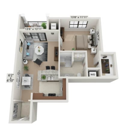 Architectural floor plan layout of a resident unit