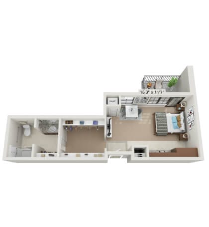 Architectural floor plan of a private resident room