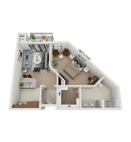 Architectural floor plan of a resident unit