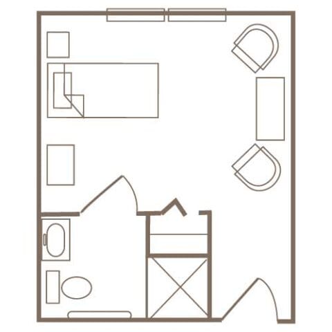 Floor plan of a resident room layout