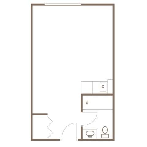 Celebration Villa of South Hills, assisted living in Pittsburgh, PA — Floor plan of a studio apartment layout
