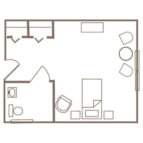 Architectural floor plan of a resident unit