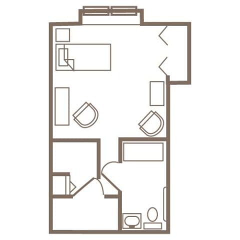 Architectural floor plan of resident unit