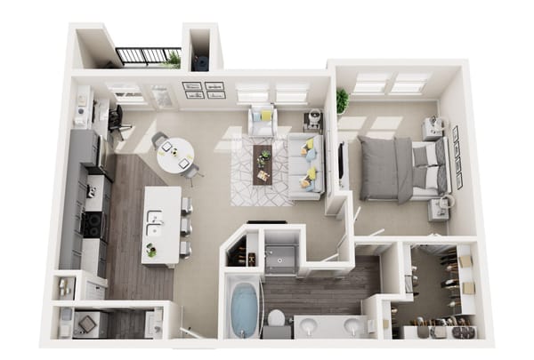 Floor plan of a resident's suite in a senior living facility