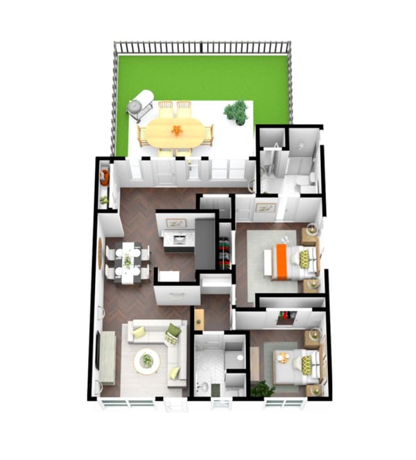 Architectural floor plan of a senior living unit
