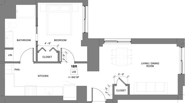 1 bedroom apartment layout plan