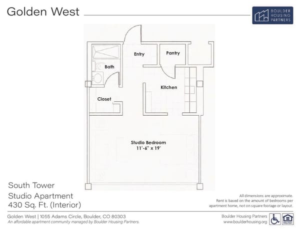 Studio Floor Plan – South Tower