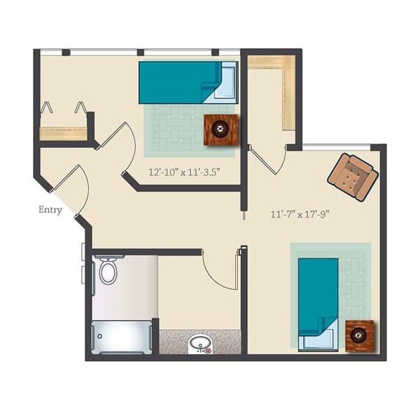 Shared Suite 555 sq. ft. Memory Care Suite