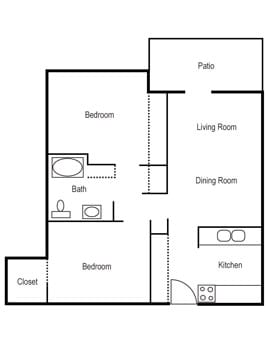 Architectural floor plan of an apartment layout