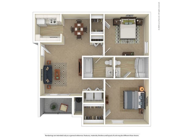 Architectural floor plan of an apartment layout