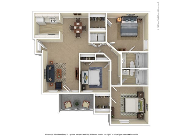 Architectural floor plan of a resident unit