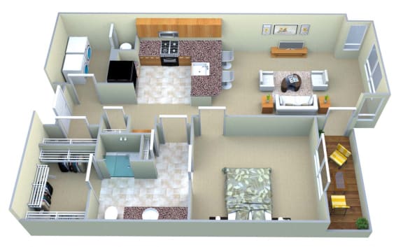 Floor Plan  A1 1 Bed/1 Bath