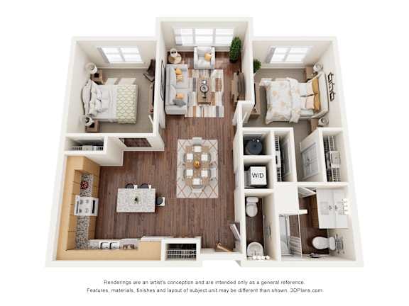 Floor Plan  2 bed 2 bath G at Shannon Reserve 55+ Apartments, Georgia,